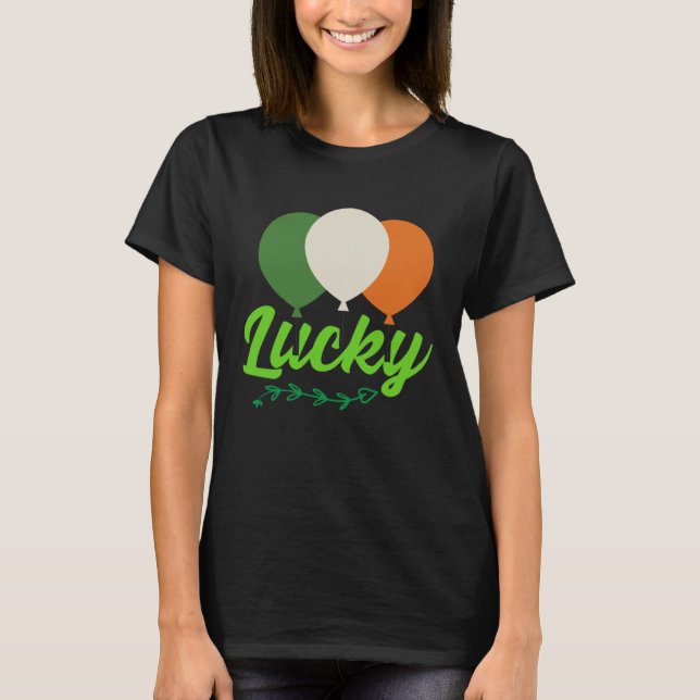 Lucky Balloons Irish Flag C Shamrock T-Shirt (Front)