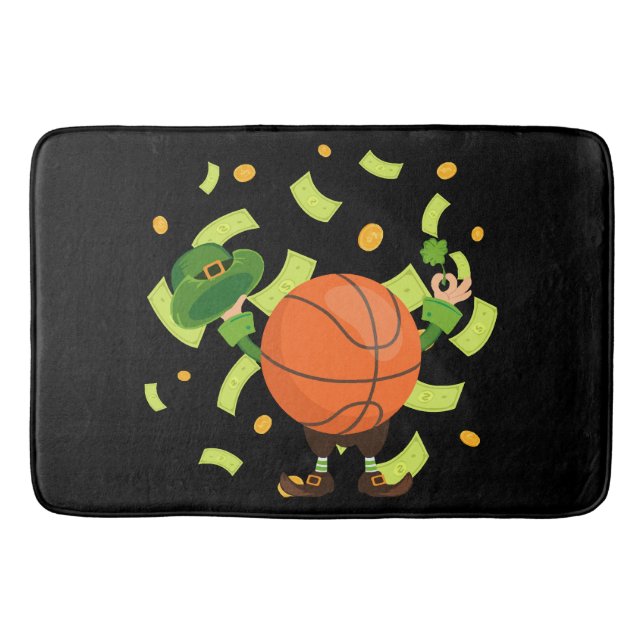Lucky Basketball Happy Patrick's Day Bath Mat (Front)