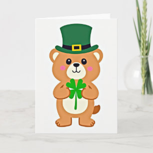 Lucky Bear Green Hat Fun Card