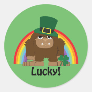 Lucky Bigfoot Leprechaun Classic Round Sticker