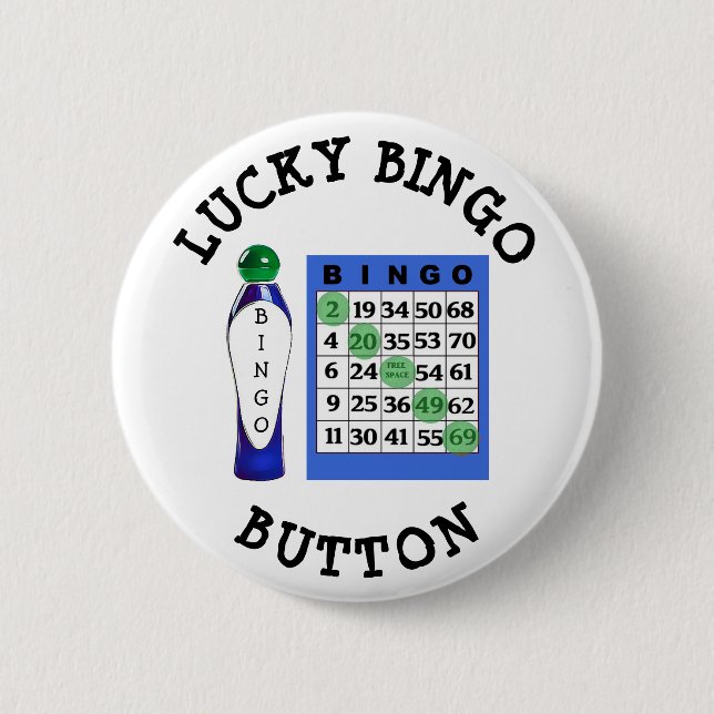 Lucky BINGO Button Blue Cards Button (Front)