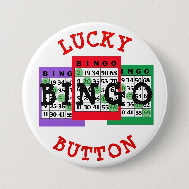 Lucky BINGO Button with Bingo cards (Front)