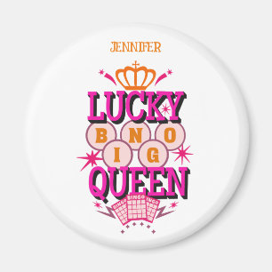 Lucky Bingo Queen /editable name Magnet