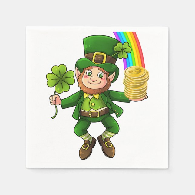 Lucky Bitcoin Rainbow Leprechaun Napkin (Front)