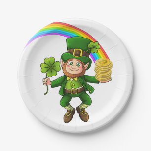 Lucky Bitcoin Rainbow Leprechaun Paper Plate