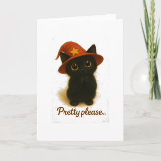 Lucky Black Cat Emi – Pretty Please Witch Hat Card