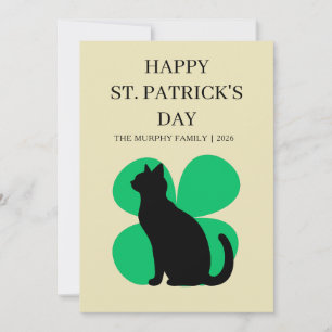 Lucky Black Cat Shamrock Photo St. Patrick's Day H Holiday Card