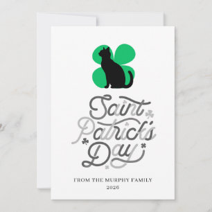 Lucky Black Cat Shamrock Photo St. Patrick's Day Holiday Card