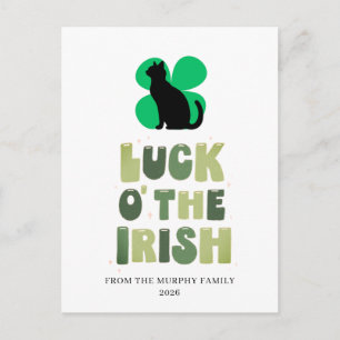 Lucky Black Cat Shamrock St. Patrick's Day Holiday Postcard