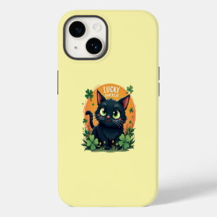 Lucky Black Cat: St. Patrick's Day Clover & Coins  iPhone 14 Case