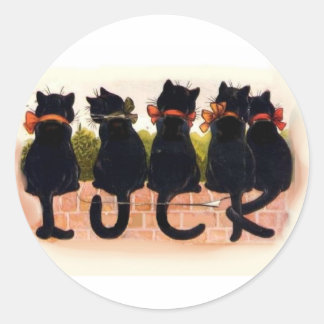Lucky Black Cats Classic Round Sticker