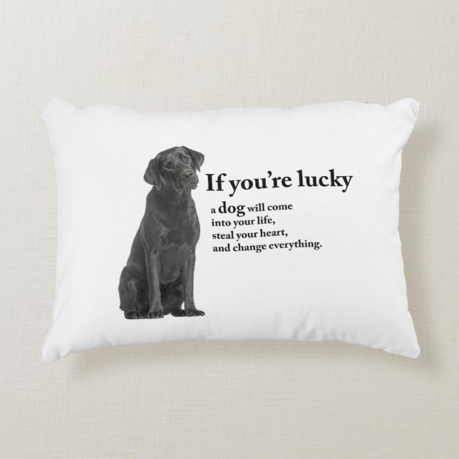 Lucky Black Lab Accent Pillow (Front)