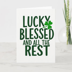 Lucky Blessed Rest Green Text Card