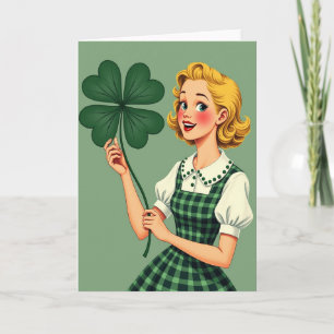 Lucky Blonde Retro Style Art Card
