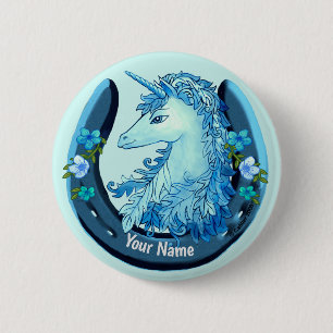 Lucky Blue Unicorn pin button