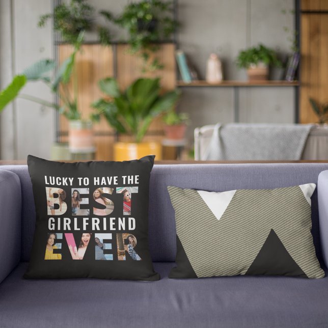 Lucky Boyfriend Best Girlfriend Ever Photo Throw Pillow (Creator Uploaded)