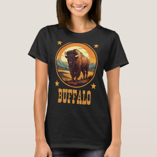 Lucky Buffalo Western Mountains Buffalo Bison Slot T-Shirt