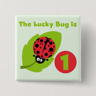 Lucky Bug 1st Birthday T-shirts and Gifts 2 Inch Square Button
