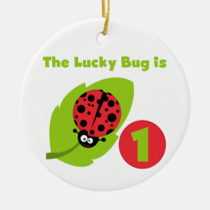 Lucky  Bug 1st Birthday T-shirts and Gifts Ceramic Ornament
