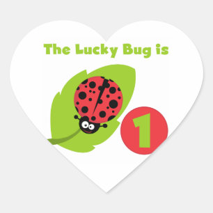 Lucky  Bug 1st Birthday T-shirts and Gifts Heart Sticker