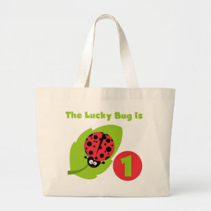 Lucky Bug 1st Birthday T-shirts and Gifts Large Tote Bag
