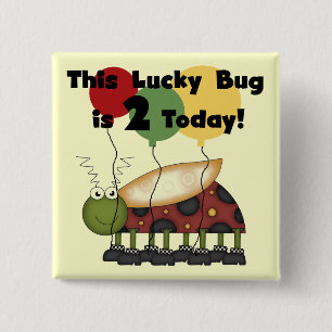 Lucky Bug 2nd Birthday T-shirts and Gifts 2 Inch Square Button
