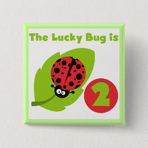 Lucky Bug 2nd Birthday T-shirts and Gifts 2 Inch Square Button