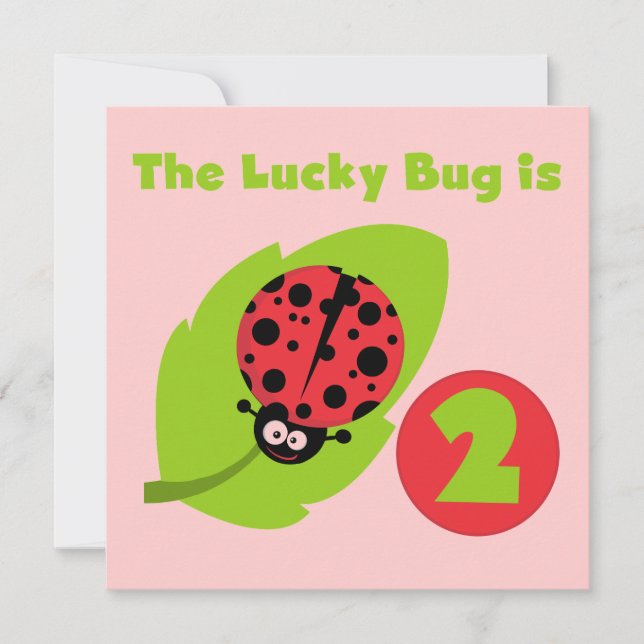 Lucky Bug 2nd Birthday T-shirts and Gifts Card (Front)