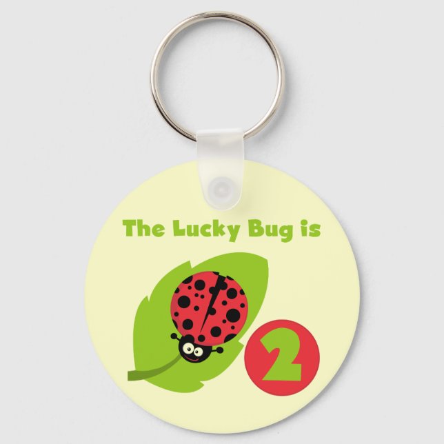 Lucky Bug 2nd Birthday T-shirts and Gifts Keychain (Front)