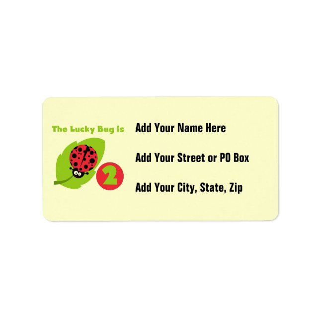 Lucky Bug 2nd Birthday T-shirts and Gifts Label (Front)