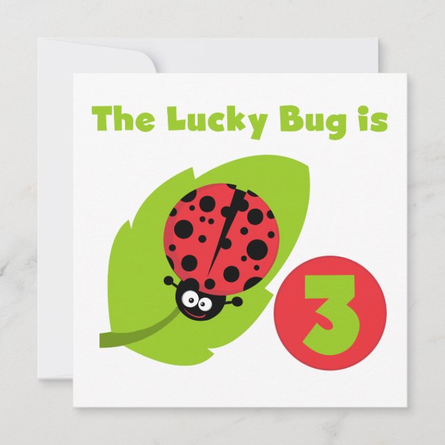 Lucky Bug 3rd Birthday T shirts and Gifts Card (Front)