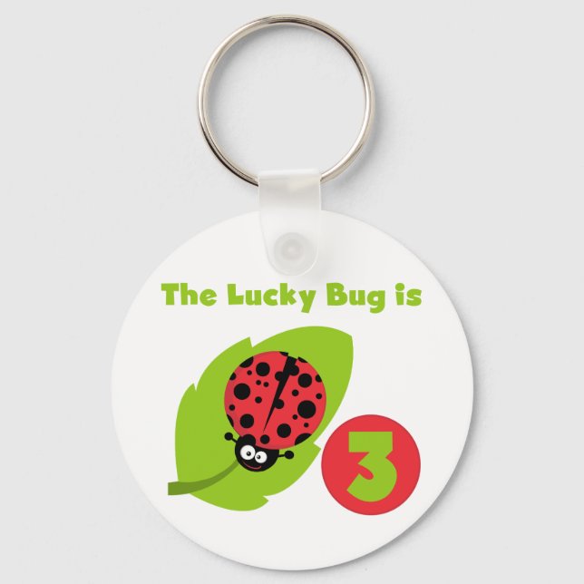 Lucky Bug 3rd Birthday T shirts and Gifts Keychain (Front)
