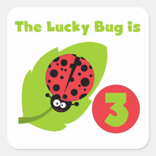 Lucky Bug 3rd Birthday T shirts and Gifts Square Sticker