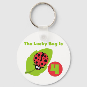 Lucky Bug 4th Birthday T-shirts and Gifts Keychain