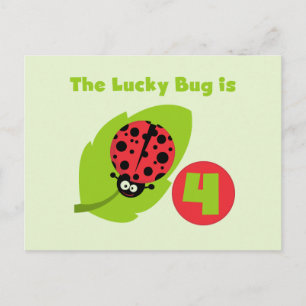 Lucky Bug 4th Birthday T-shirts and Gifts Postcard