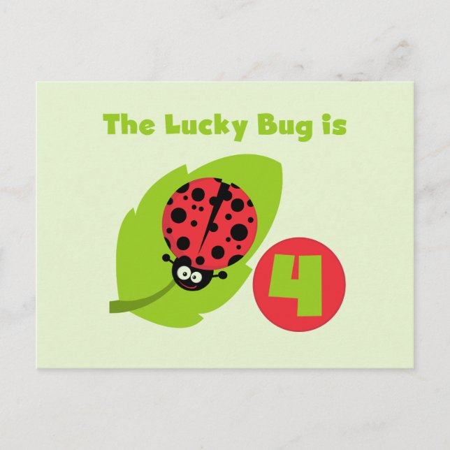 Lucky Bug 4th Birthday T-shirts and Gifts Postcard (Front)