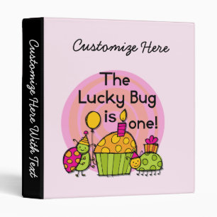 Lucky Bug Cupcake 1st Birthday Tshirts and Gifts Binder
