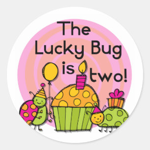 Lucky Bug Cupcake 2nd Birthday T-shirts and Gifts Classic Round Sticker