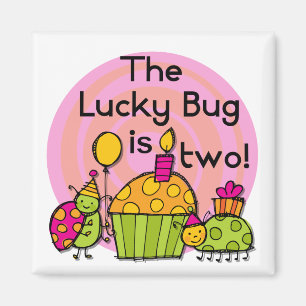 Lucky Bug Cupcake 2nd Birthday T-shirts and Gifts Magnet