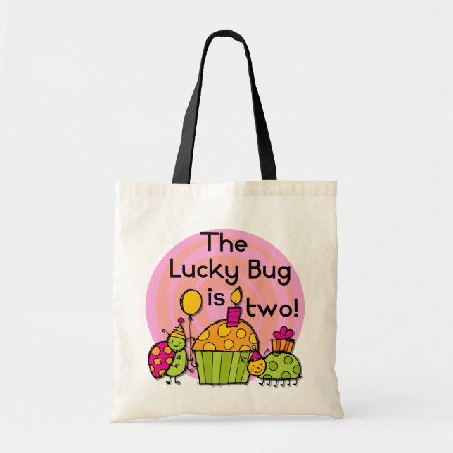 Lucky Bug Cupcake 2nd Birthday T-shirts and Gifts Tote Bag (Front)