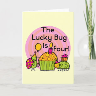 Lucky Bug Cupcake 4th Birthday T-shirts and Gifts Card