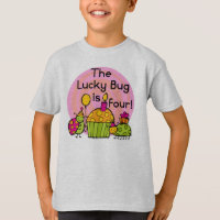 Lucky Bug Cupcake 4th Birthday T-shirts et cadeaux