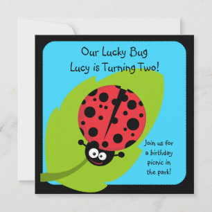 Lucky Bug Customized Birthday Invites
