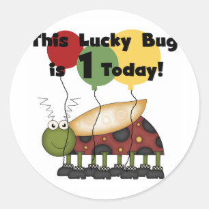 Lucky Bug is One Birthday Tshirts and Gifts Classic Round Sticker