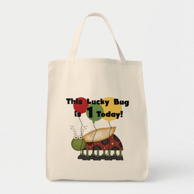 Lucky Bug is One Birthday Tshirts and Gifts Tote Bag (Front)
