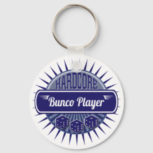 Lucky Bunco Dice Blue Vintage Retro Party Game Keychain