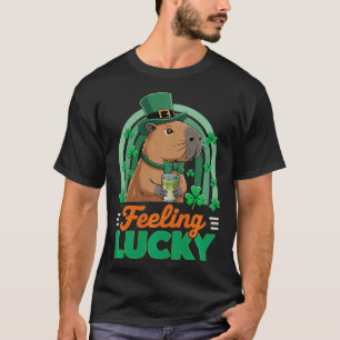 Lucky Capybara St Patricks Day Funny iced Matcha T-Shirt