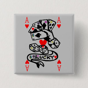 Lucky Cards In Black And Red 2 Inch Square Button