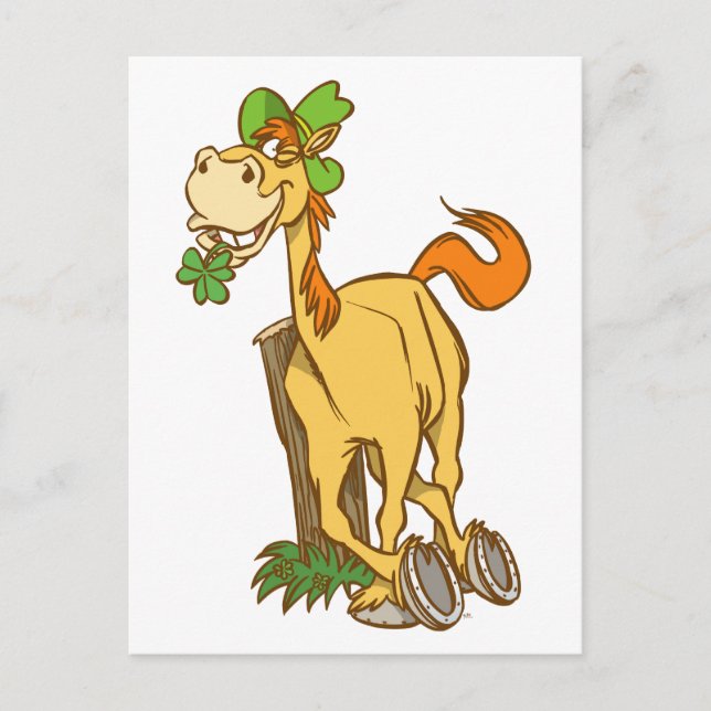 Lucky Cartoon Horse on St Patrick's Day postcard (Front)