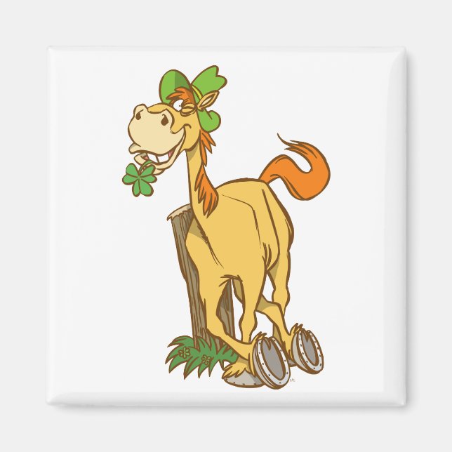 Lucky Cartoon Horse sur Saint Patrick's Day aimant (Devant)